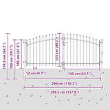 Cancello da giardino con blocco Grigio 125 x 300 cm Acciaio