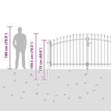 Cancello da giardino con blocco Grigio 150 x 300 cm Acciaio