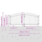Cancello da giardino con blocco Grigio 150 x 300 cm Acciaio