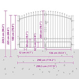 Cancello Doppio Woerden Grigio 299,5 x 249,5 cm Acciaio