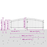 Cancello Doppio con blocco Grigio 400 x 199.5 cm Acciaio