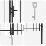 Cancello da giardino con blocco Grigio 175 x 400 cm Acciaio