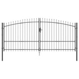 Cancello da giardino con blocco Grigio 175 x 400 cm Acciaio