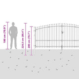 Cancello da giardino con blocco Grigio 175 x 400 cm Acciaio