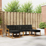 Set di divani da esterno con cuscino 6 pcs Naturale e Nero