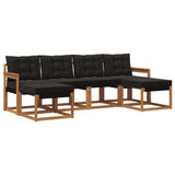 Set di divani da esterno con cuscino 6 pcs Naturale e Nero