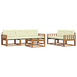 Set di divani da esterno con cuscino 6 pcs Naturale e Crema