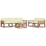 Set di divani da esterno con cuscino 6 pcs Naturale e Crema