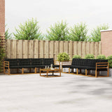 Set di divani da esterno con cuscino 9 pcs Naturale e Nero