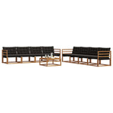 Set di divani da esterno con cuscino 9 pcs Naturale e Nero
