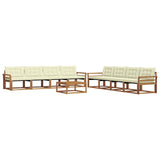 Set di divani da esterno con cuscino 9 pcs Naturale e Crema