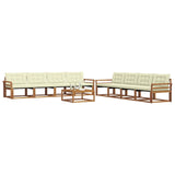 Set di divani da esterno con cuscino 9 pcs Naturale e Crema
