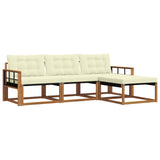 Set di divani da esterno con cuscino 4 pcs Naturale e Crema