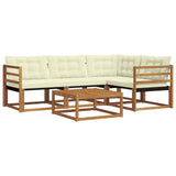 Set di divani da esterno con cuscino 5 pcs Naturale e Crema