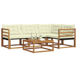 Set di divani da esterno con cuscino 5 pcs Naturale e Crema