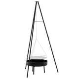 Treppiede da Campeggio 3 pcs Nero Acciaio
