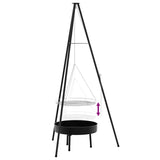 Treppiede da Campeggio 3 pcs Nero Acciaio