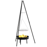 Treppiede da Campeggio 3 pcs Nero Acciaio