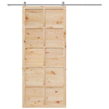 Porta del fienile Marrone 80 x 210 cm Legno di pino massello
