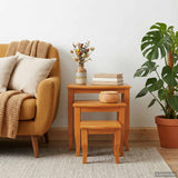 Tavolini Nesting 3 pcs Naturale Legno di Mogano Massello