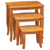 Tavolini Nesting 3 pcs Naturale Legno di Mogano Massello
