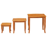 Tavolini Nesting 3 pcs Naturale Legno di Mogano Massello