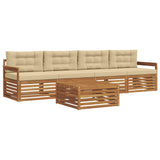 Set di divani da esterno con cuscino 5 pcs Naturale e Beige