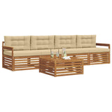 Set di divani da esterno con cuscino 5 pcs Naturale e Beige