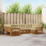 Set di divani da esterno con cuscino 6 pcs Naturale e Beige