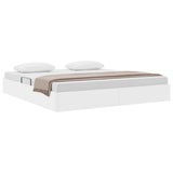 Letto con Contenitore Bianco Puro 183 x 213 cm Pelle sintetica