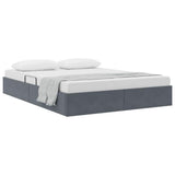 Letto con Contenitore Grigio scuro 153 x 203 cm Velluto