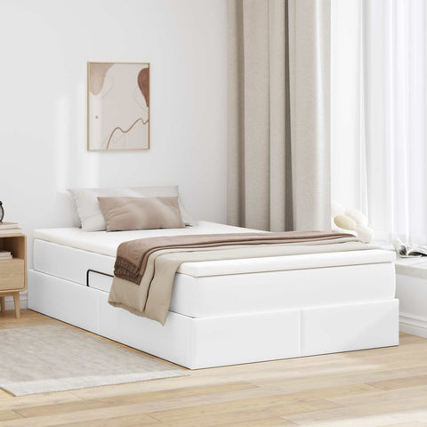 Letto con contenitore e materasso Bianco 120 x 190 cm