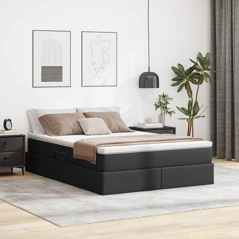 Letto con contenitore e materasso Nero 140 x 200 cm