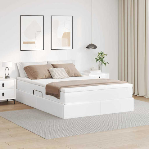 Letto con contenitore e materasso Bianco 140 x 200 cm