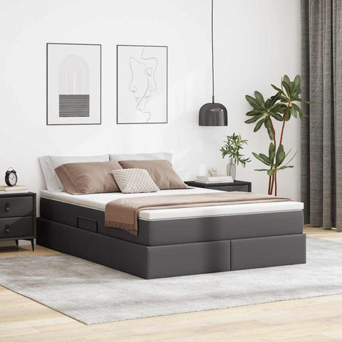 Letto con contenitore e materasso Grigio 140 x 200 cm