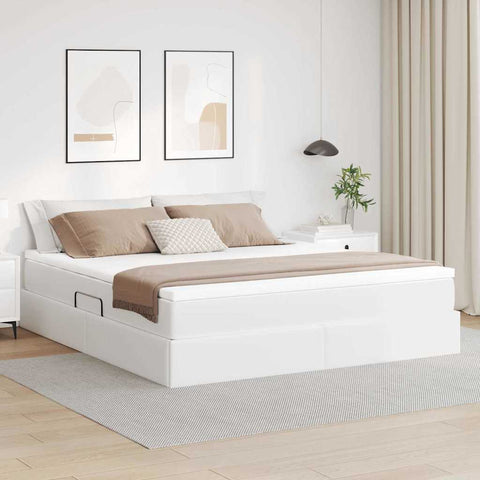 Letto con contenitore e materasso Bianco 180 x 200 cm