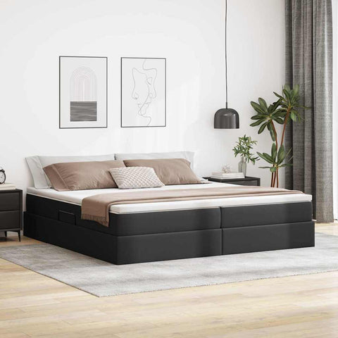 Letto con contenitore e materasso Nero 200 x 200 cm