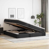 Letto con contenitore e materasso Nero 200 x 200 cm