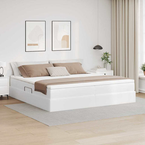 Letto con contenitore e materasso Bianco 200 x 200 cm