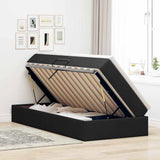 Letto con contenitore e materasso Nero 90 x 190 cm Poliestere