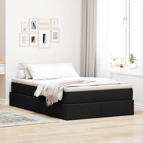 Letto con contenitore e materasso Nero 120 x 200 cm Poliestere