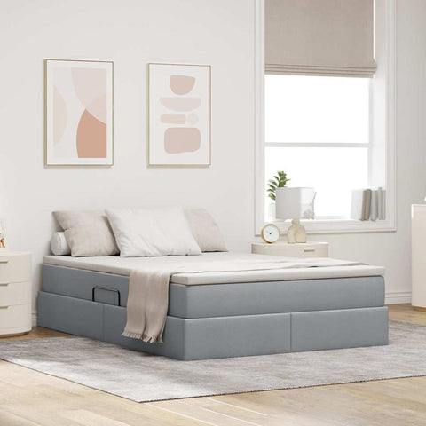 Letto con contenitore e materasso Grigio chiaro 140 x 200 cm