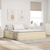 Letto con contenitore e materasso Crema 160 x 200 cm Poliestere