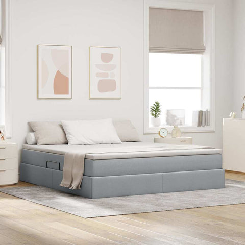 Letto con contenitore e materasso Grigio chiaro 180 x 200 cm