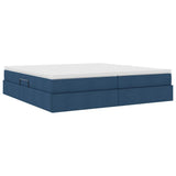 Letto con contenitore e materasso Blu 200 x 200 cm Poliestere