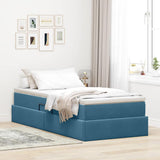 Letto con contenitore e materasso Blu Scuro 90 x 200 cm Velluto