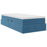 Letto con contenitore e materasso Blu Scuro 90 x 200 cm Velluto