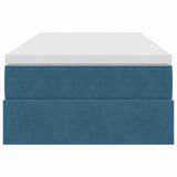 Letto con contenitore e materasso Blu Scuro 90 x 200 cm Velluto