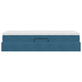 Letto con contenitore e materasso Blu Scuro 90 x 200 cm Velluto