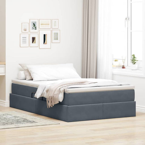 Letto con contenitore e materasso Grigio scuro 120 x 200 cm